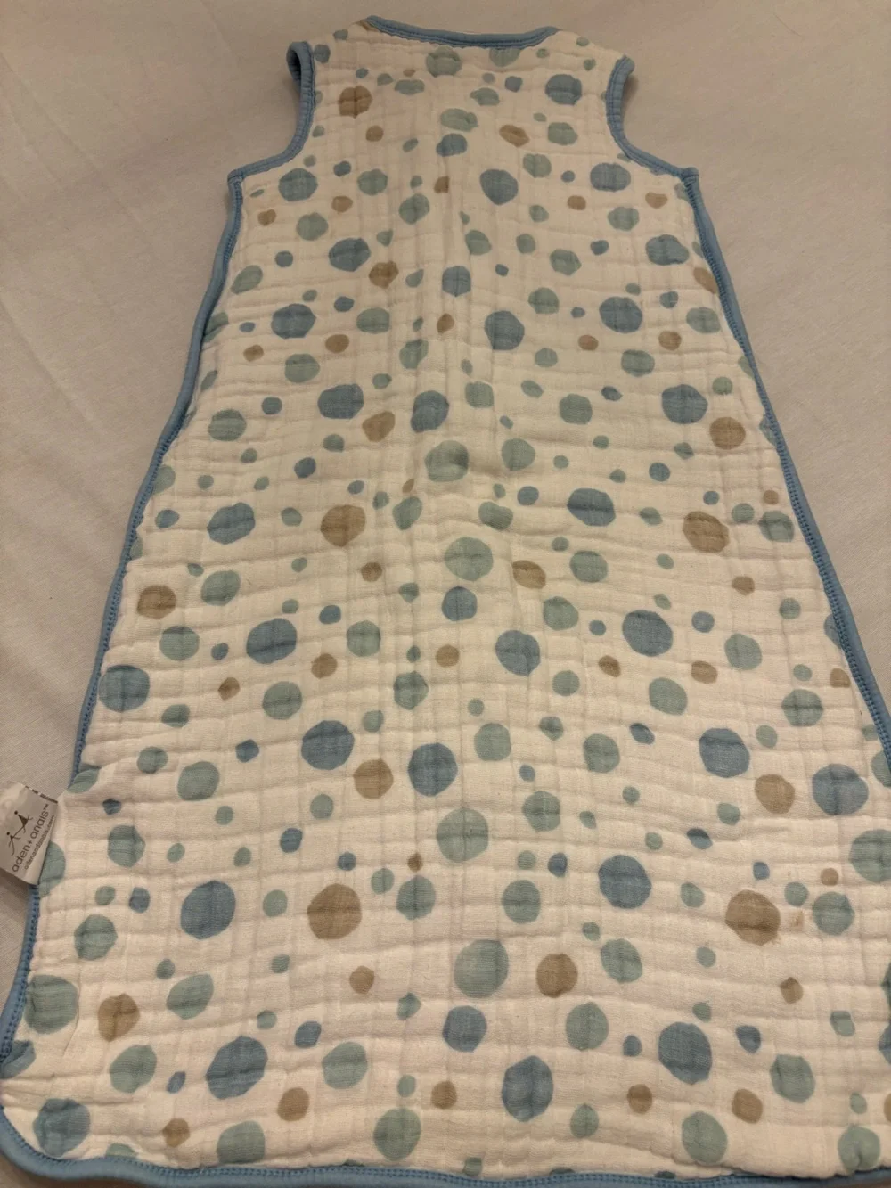 aden + anais Blue and Tan Polka Dot Sleep Sack